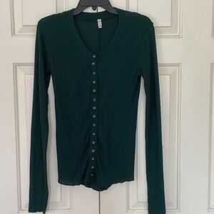 Free People Deep Green Button-Down Shirt
